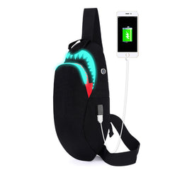 Nightlight Backpack Night Luminous Shark Laptop Backpack Chest Bag With USB Charge Port