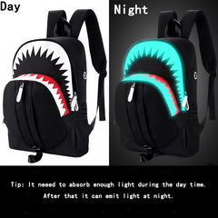 Nightlight Backpack Night Luminous Shark Laptop Backpack Chest Bag With USB Charge Port