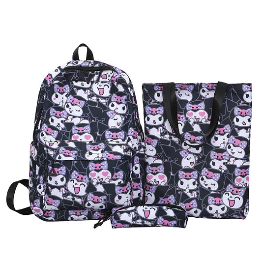 Cartoon Cute Anime Schoolbag 3pcs Set Elementary And Middle School  Backpack