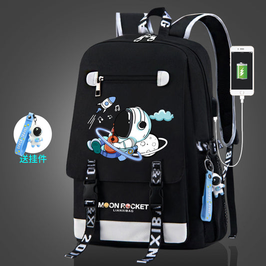 Kids Backpack Primary Astronaut School Backpack Schoolbags  With USB Charge Port