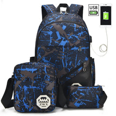 Large Capacity Male Backpacks Student Schoolbag With USB Charging Port