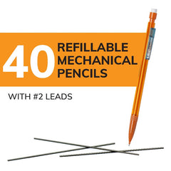 40pcs Set Medium Point 0.7mm Mechanical Pencils with Erasers