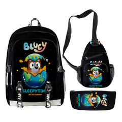 3pcs Set Girl Backpack Fashion Cartoon Large School Students Printed Bluey Backpack