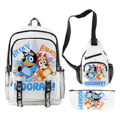 3pcs Set Girl Backpack Fashion Cartoon Large School Students Printed Bluey Backpack