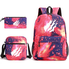 3pcs Backpack Starry Sky Printed Daypack With Shoulder Bag And Pencil Bag