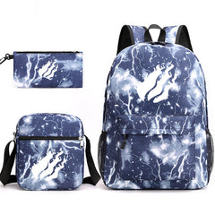 3pcs Backpack Starry Sky Printed Daypack With Shoulder Bag And Pencil Bag