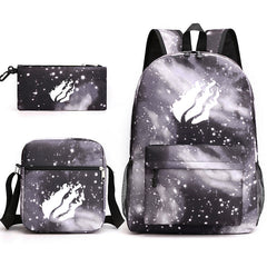 3pcs Backpack Starry Sky Printed Daypack With Shoulder Bag And Pencil Bag