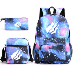 3pcs Backpack Starry Sky Printed Daypack With Shoulder Bag And Pencil Bag