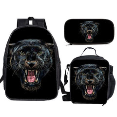 Print Backpack 3pcs Set Children Large Capacity Animals School Bag Bookbag