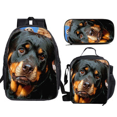 Print Backpack 3pcs Set Children Large Capacity Animals School Bag Bookbag