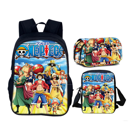 Printed Backpack 3pcs Set Primary and Secondary School Bag