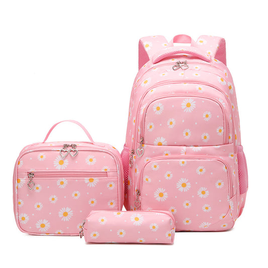 Prints Schoolbag Backpack 3pcs Set with Lunch Bag Large Capacity Bookbag