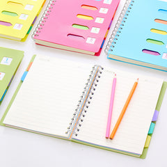 Schedule Book Spiral Notebook with Dividers Thickened Page 5 Subject Notebook