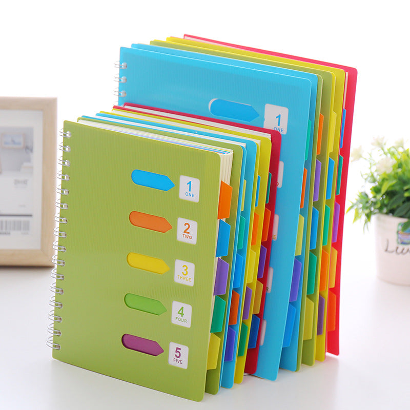 Schedule Book Spiral Notebook with Dividers Thickened Page 5 Subject Notebook