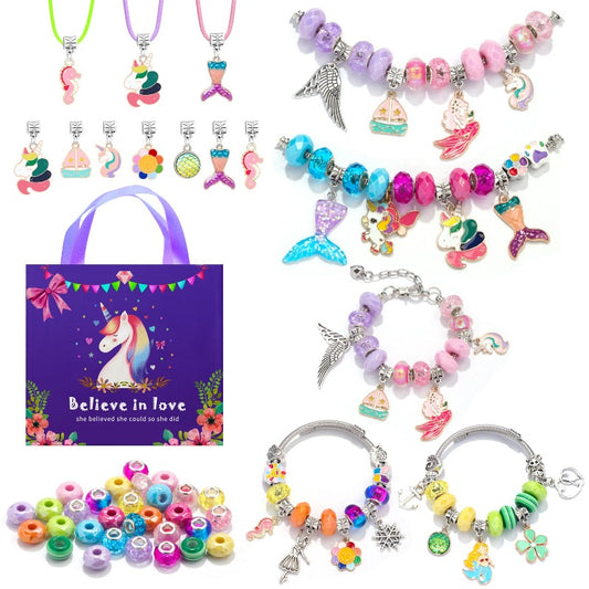 Unicorn Charm Beaded Bracelets Set DIY Jewelry Making Kit